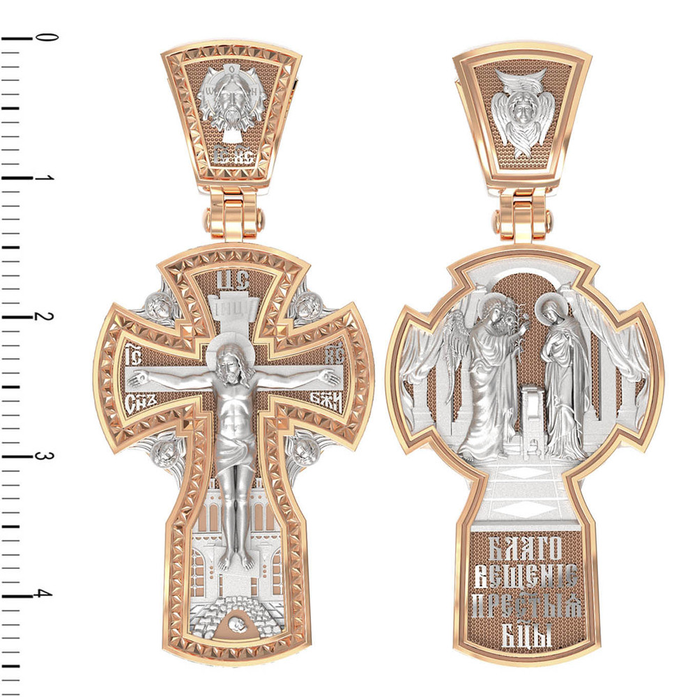 Крест из красного золота 585 пробы