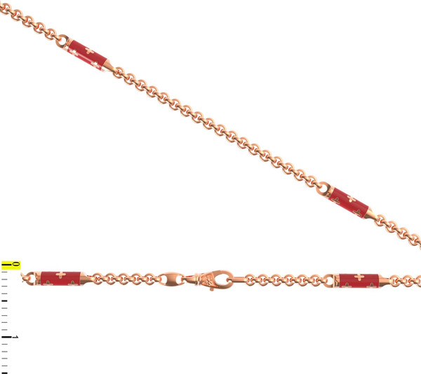 Цепь из красного золота 585 пробы c эмалью