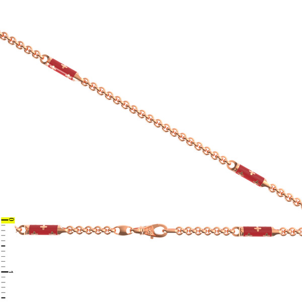 Цепь из красного золота 585 пробы c эмалью