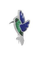 Брошь из белого золота c эмалью, лазуритом и малахитом