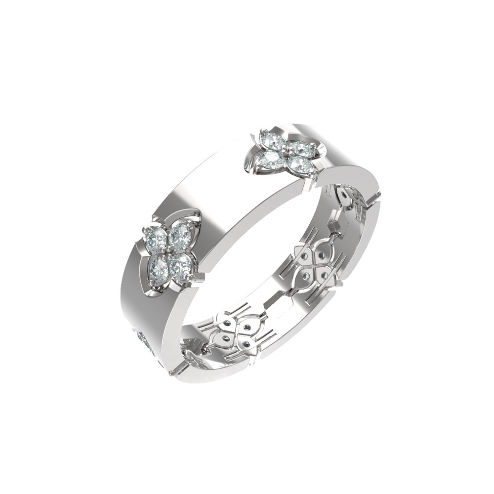 Кольцо из белого золота 585 пробы c бриллиантами