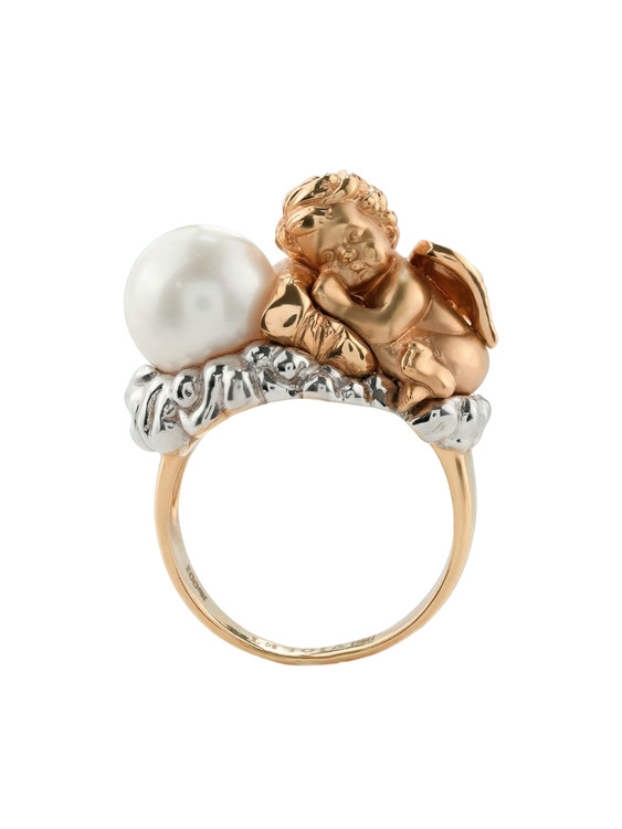 Кольцо из красного золота 585 пробы c жемчугом