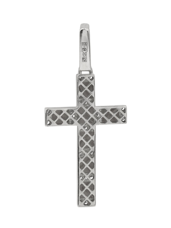 Крест из белого золота 585 пробы c бриллиантами