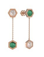 Серьги из золота c малахитом и перламутром