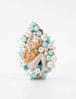 Подвеска из золота c жемчугом и бирюзой