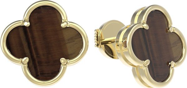 Серьги из лимонного золота c тигровым глазом