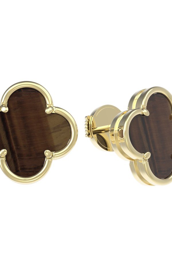 Серьги из лимонного золота c тигровым глазом