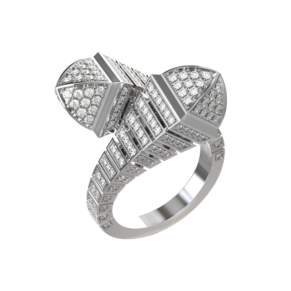 Кольцо из белого золота 585 пробы c бриллиантами