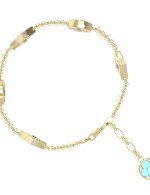 Браслет из лимонного золота c бриллиантами, бирюзой и перламутром