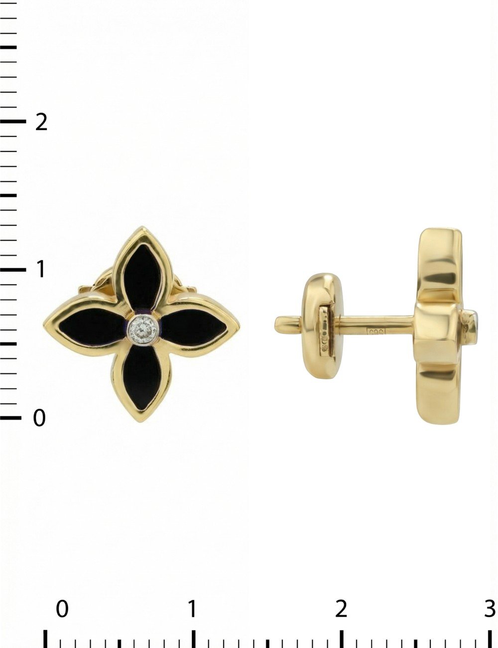 Серьги из лимонного золота c бриллиантами и ониксом