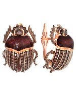 Серьги из золота c эмалью, фианитом и гранатом