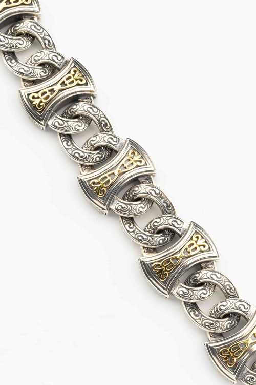 Браслет из серебра 925 пробы и золота 750 пробы c рубином