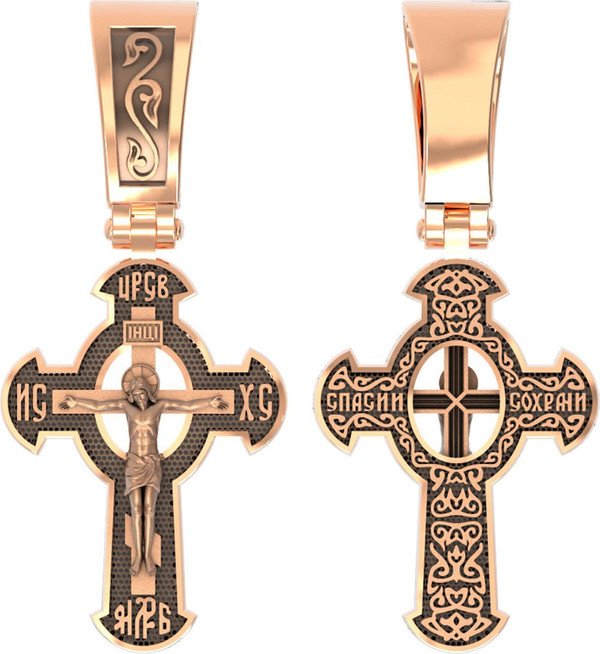 Крест из красного золота 585 пробы