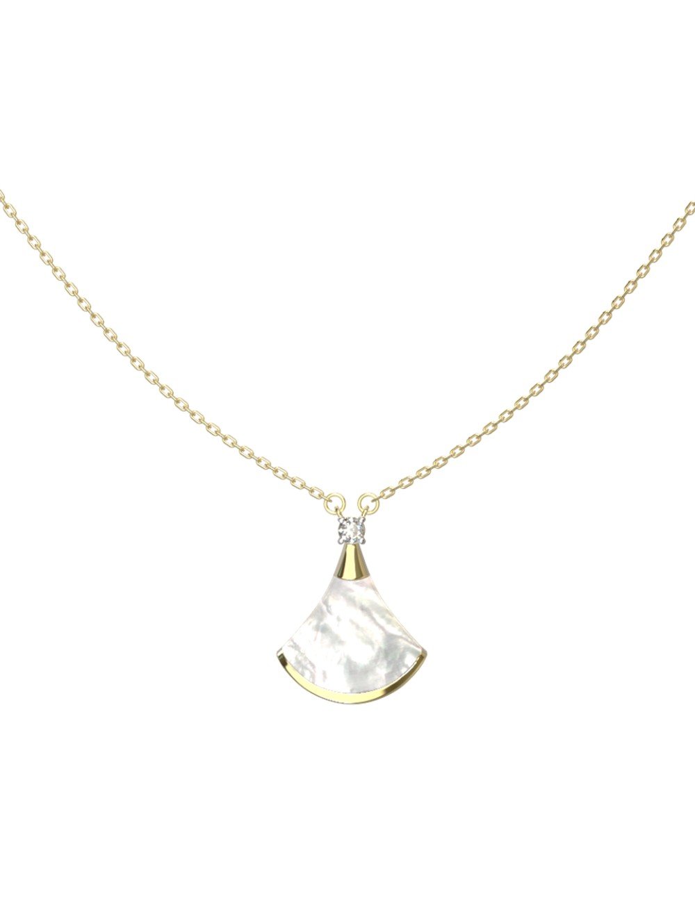 Колье из лимонного золота c бриллиантами и перламутром