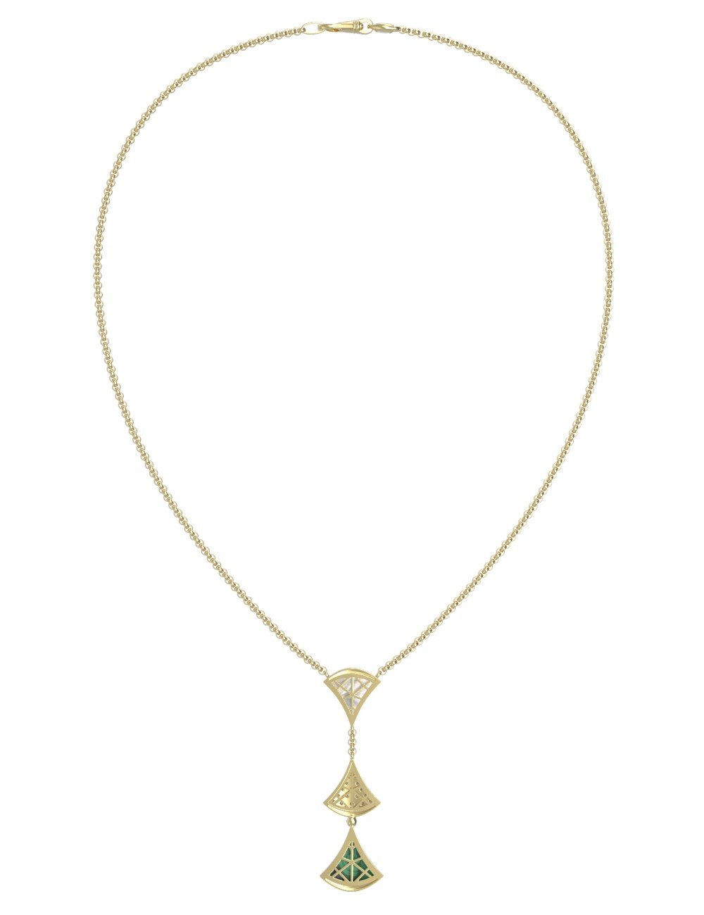 Колье из лимонного золота c бриллиантами, малахитом и перламутром