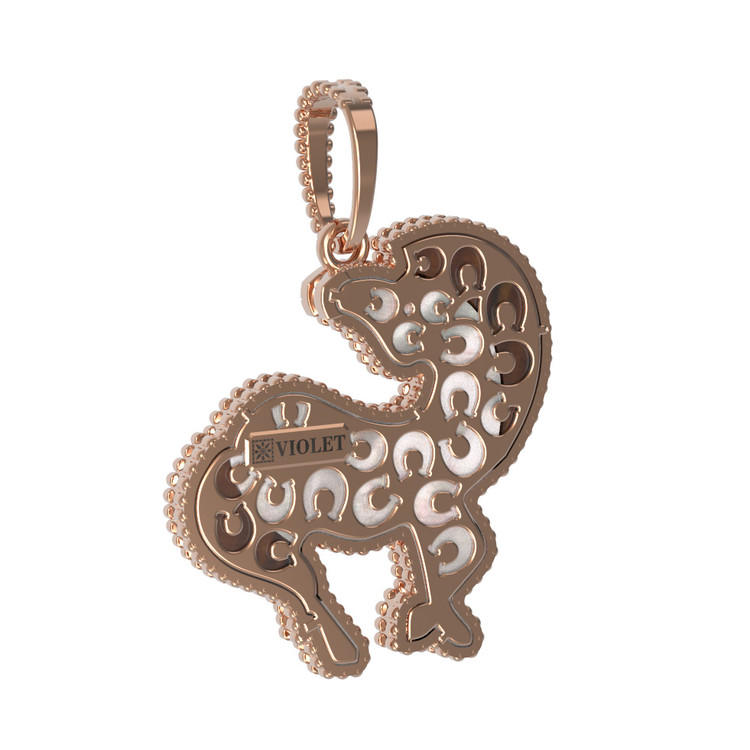 Подвеска из красного золота 585 пробы c эмалью, тигровым глазом и перламутром