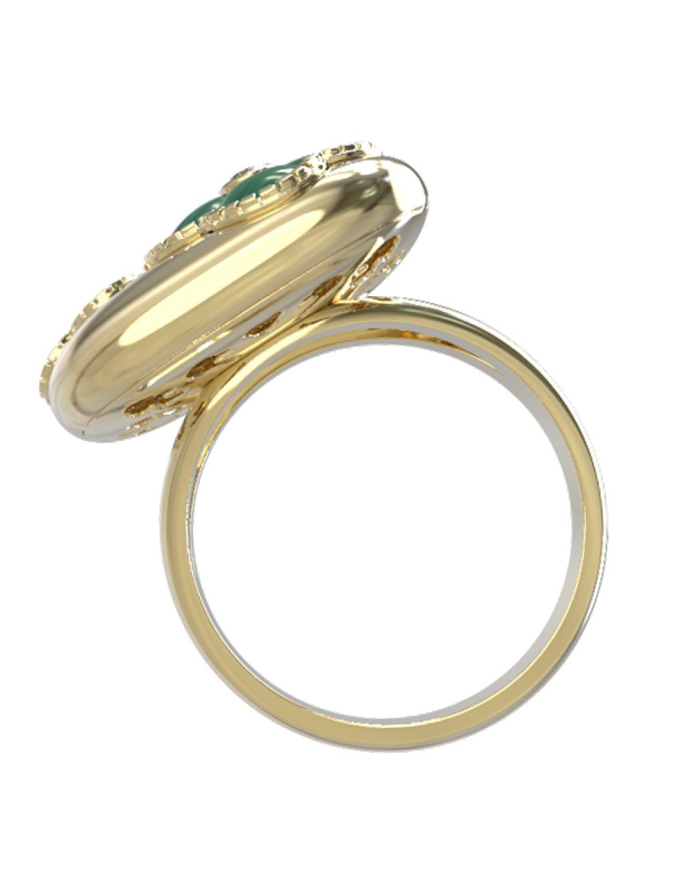 Кольцо из лимонного золота c бриллиантами и малахитом