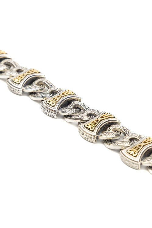 Браслет из серебра 925 пробы и золота 750 пробы c рубином