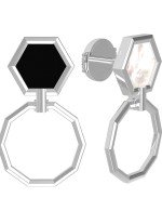 Серьги из белого золота c ониксом и перламутром