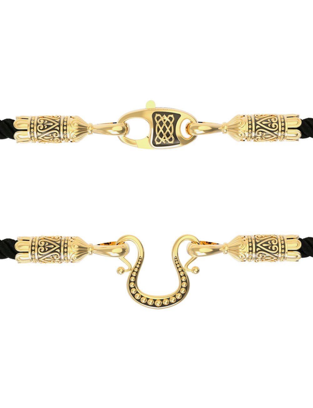 Шнурок шёлковый из лимонного золота c шёлковым шнурком