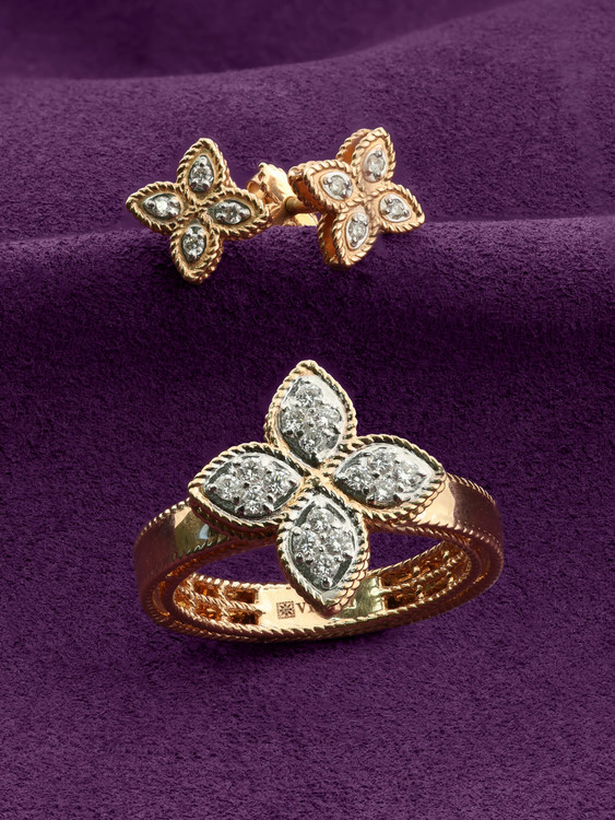 Кольцо из красного золота 585 пробы c бриллиантами