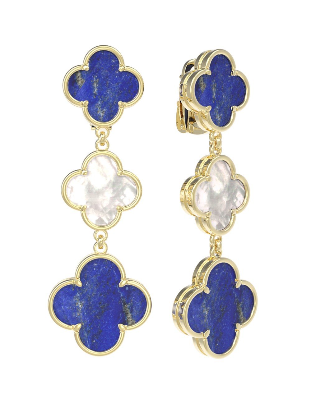 Серьги из лимонного золота c лазуритом и перламутром