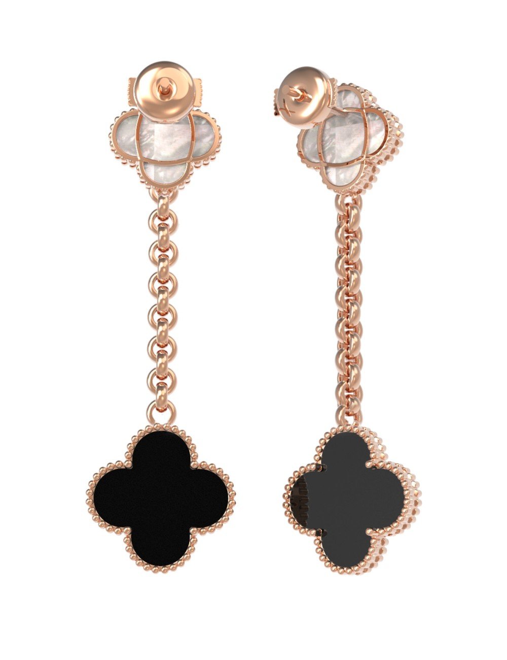 Серьги из золота c ониксом и перламутром