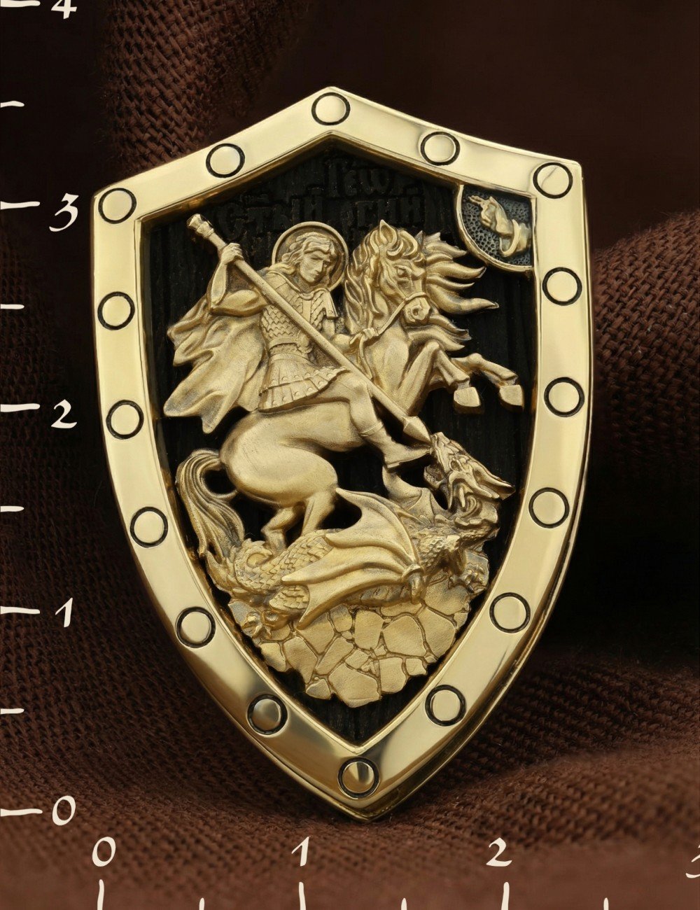 Образок из лимонного золота c эбеновым деревом