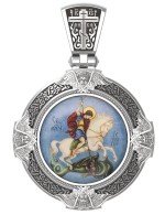 Образок из белого золота c эмалью и иконописью