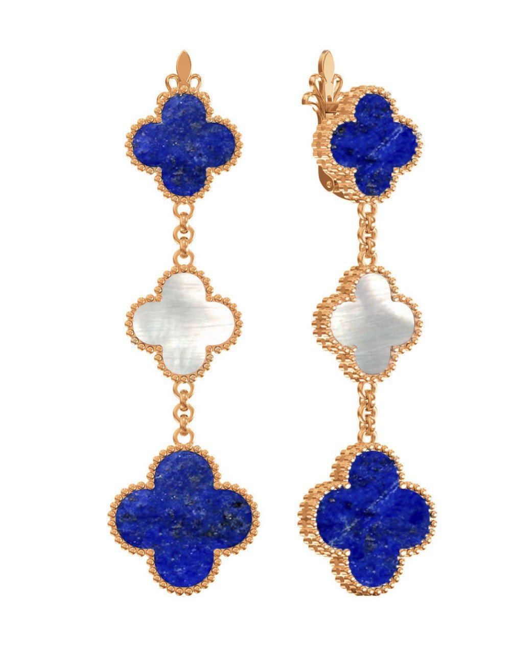 Серьги из золота c лазуритом и перламутром