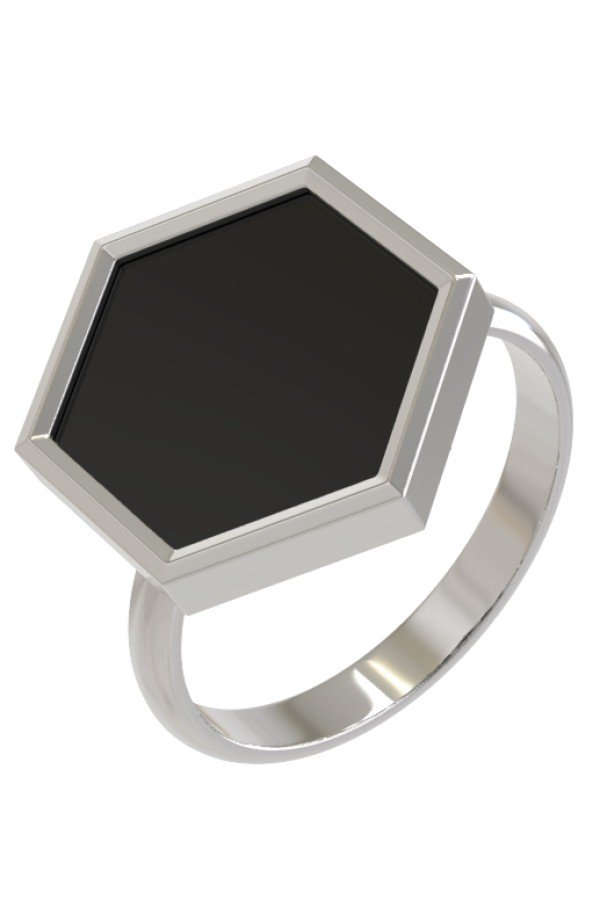 Кольцо из белого золота c ониксом