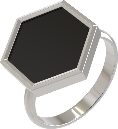 Кольцо из белого золота c ониксом