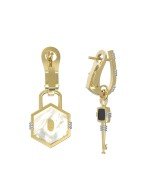 Серьги из лимонного золота c ониксом и перламутром