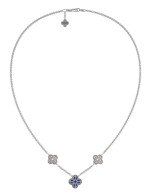Колье из белого золота c бриллиантами, лазуритом и перламутром