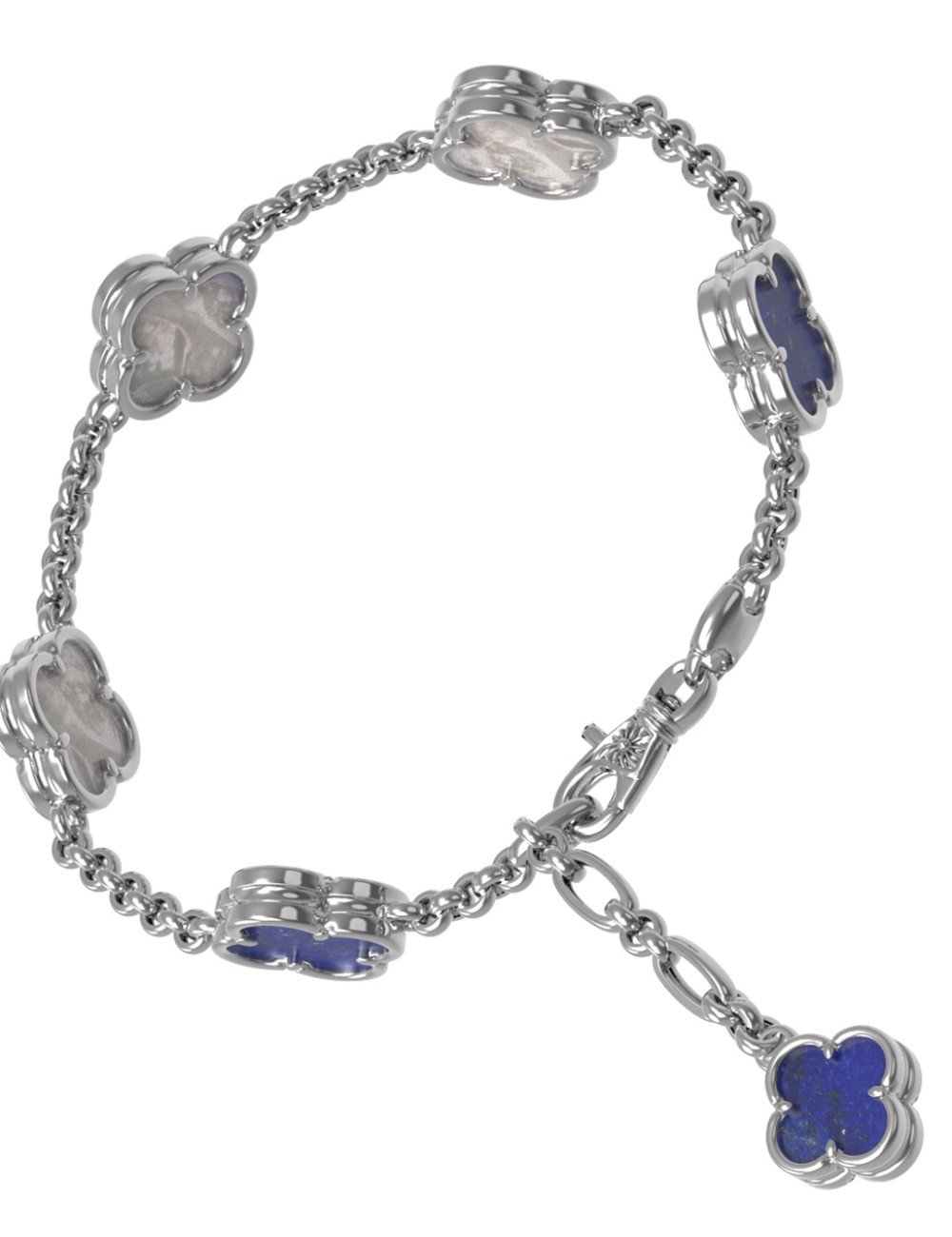 Браслет из белого золота c лазуритом и перламутром