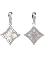 Подвеска из белого золота c бриллиантами и перламутром