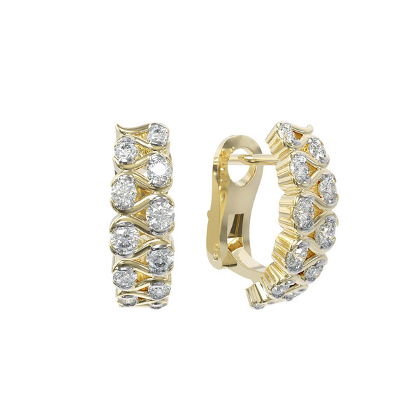 Серьги из лимонного золота 585 пробы c бриллиантами