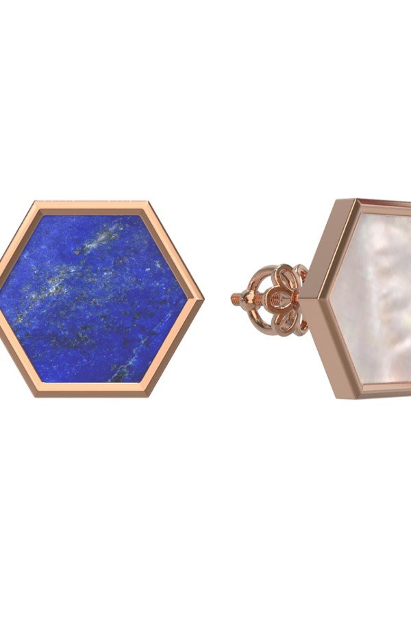 Серьги из золота c лазуритом и перламутром