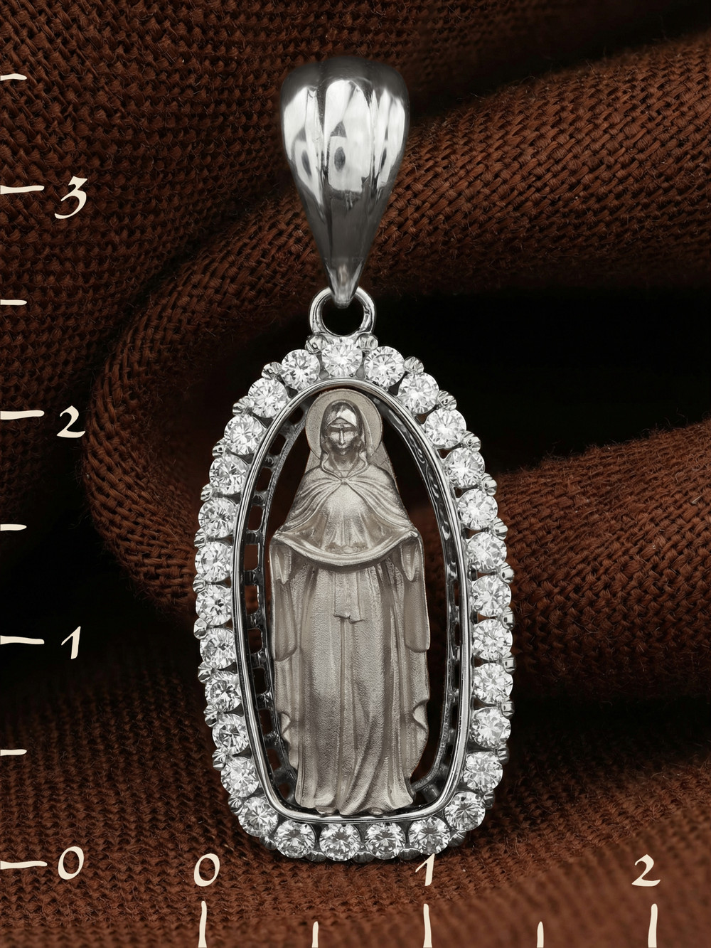 Нательная икона из белого золота 585 пробы c бриллиантами