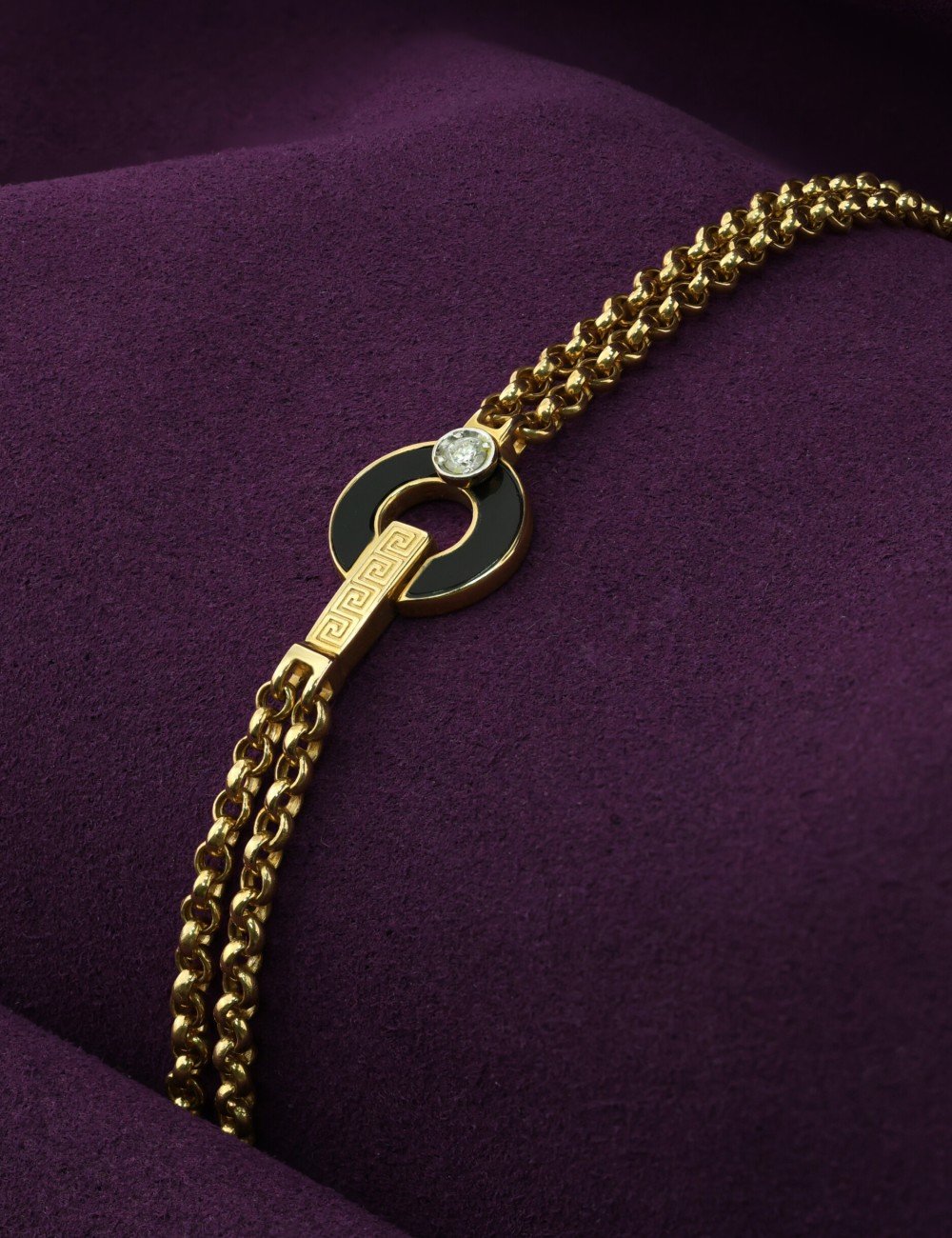 Браслет из лимонного золота c бриллиантами и ониксом