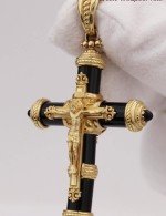 Крест из лимонного золота 585 пробы c ониксом