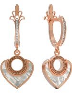 Серьги из золота c фианитом и перламутром