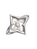 Кольцо из белого золота c бриллиантами и перламутром