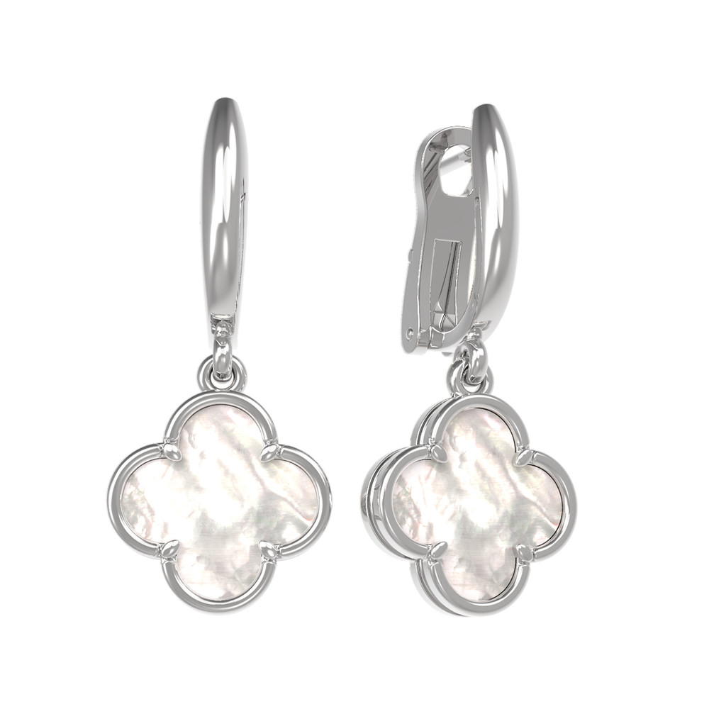 Серьги из белого золота 585 пробы c перламутром