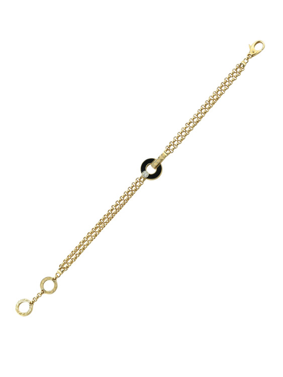 Браслет из лимонного золота 585 пробы c бриллиантами и ониксом