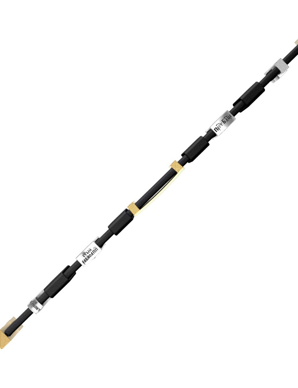 Браслет из лимонного золота c кожаным шнурком