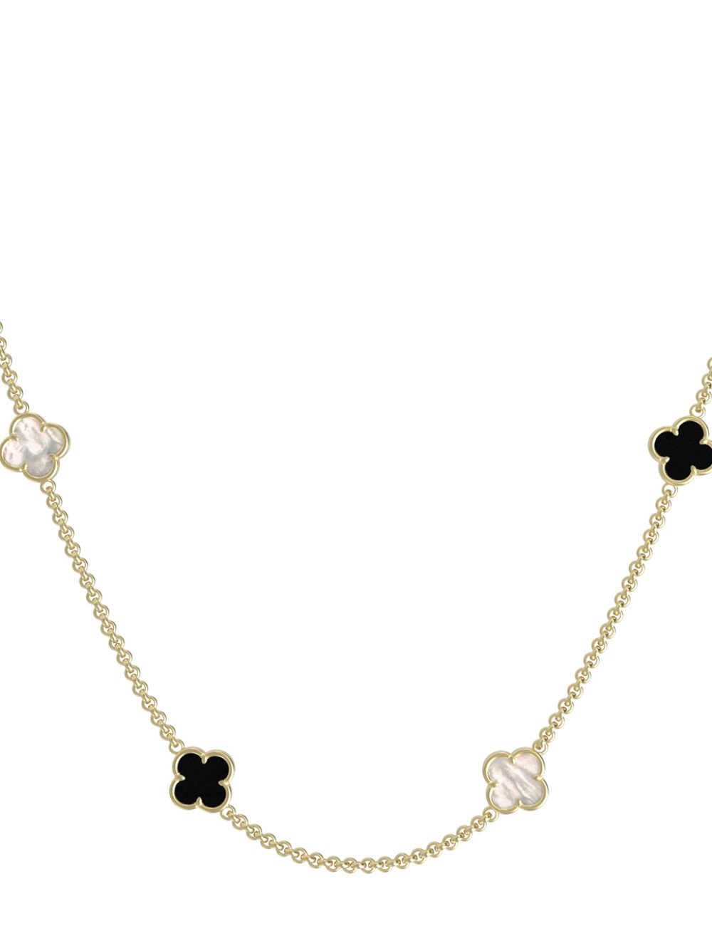 Колье из лимонного золота c ониксом и перламутром