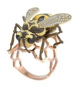 Кольцо из золота c эмалью и фианитом