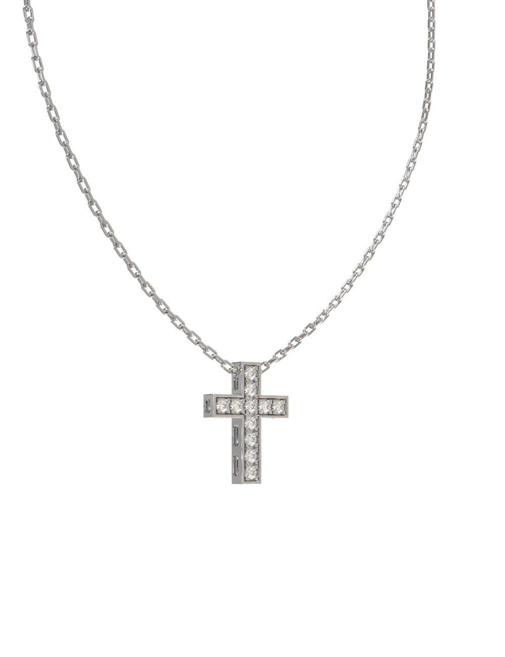 Крест из белого золота c бриллиантами