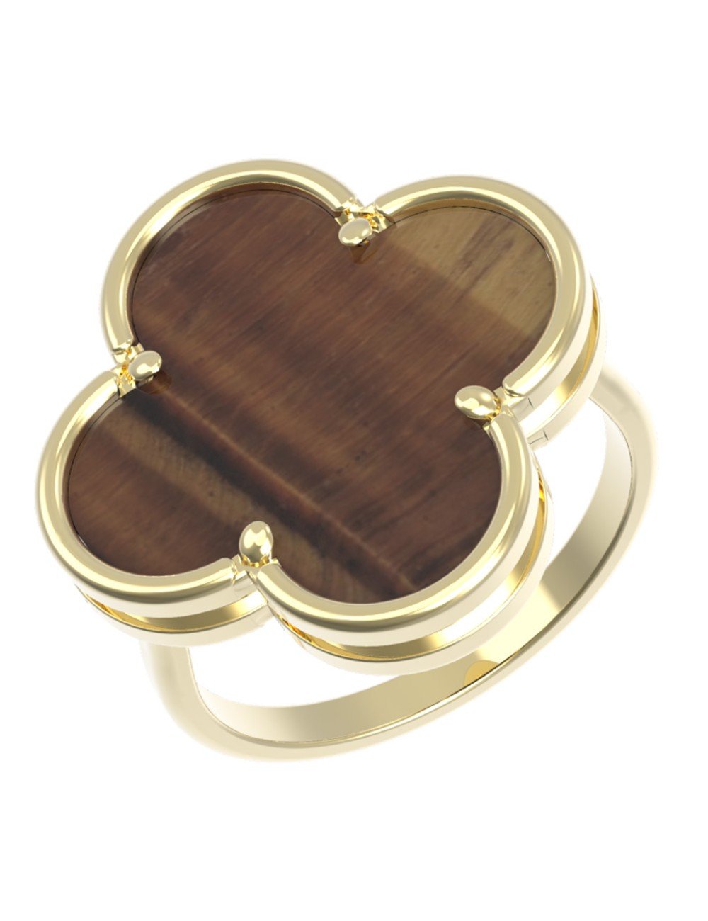 Кольцо из лимонного золота c тигровым глазом